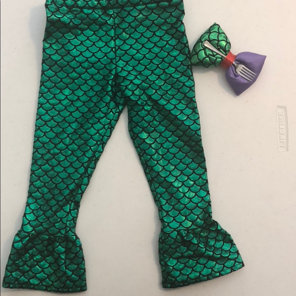 NWOT Little Mermaid Leggings and Hair Bow
